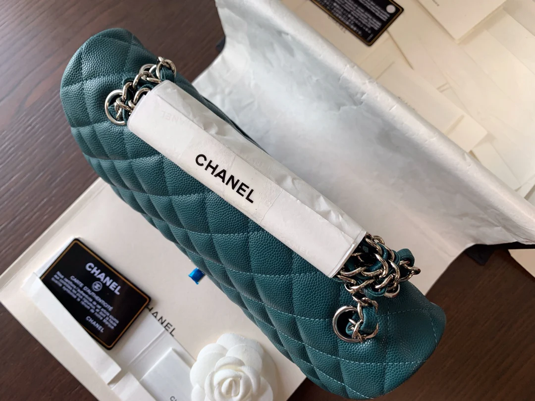 Сумка Chanel Caviar Textured Leather CF Bag - Lake Green - 25 см