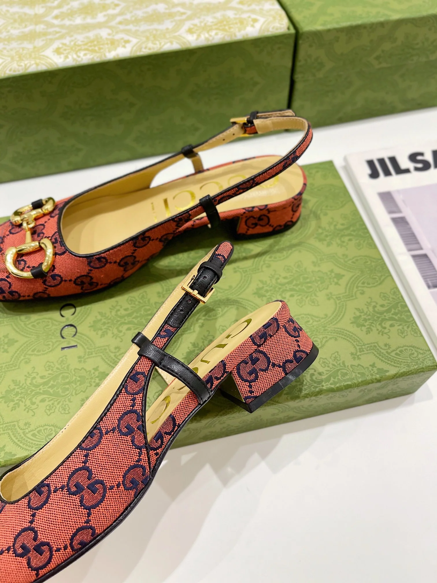 Gucci - Ретро с квадратным носком - Массивный каблук - Низкий каблук - Сандалии