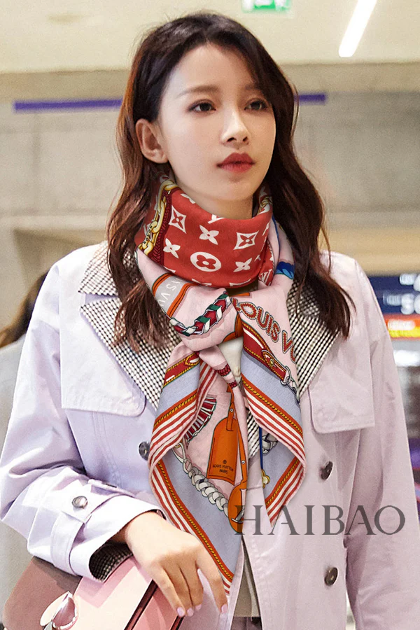 LV - Лента и цепочка - Двусторонняя монограмма - Кашемировый шарф Forever - 140 см