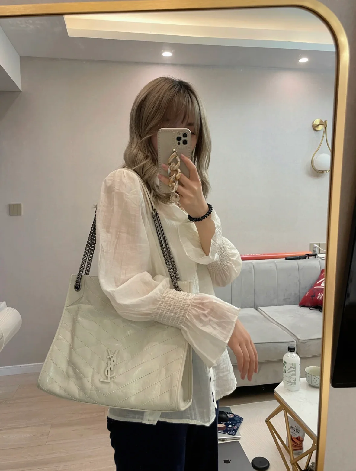 Сумка-шоппер YSL Niki - Off White