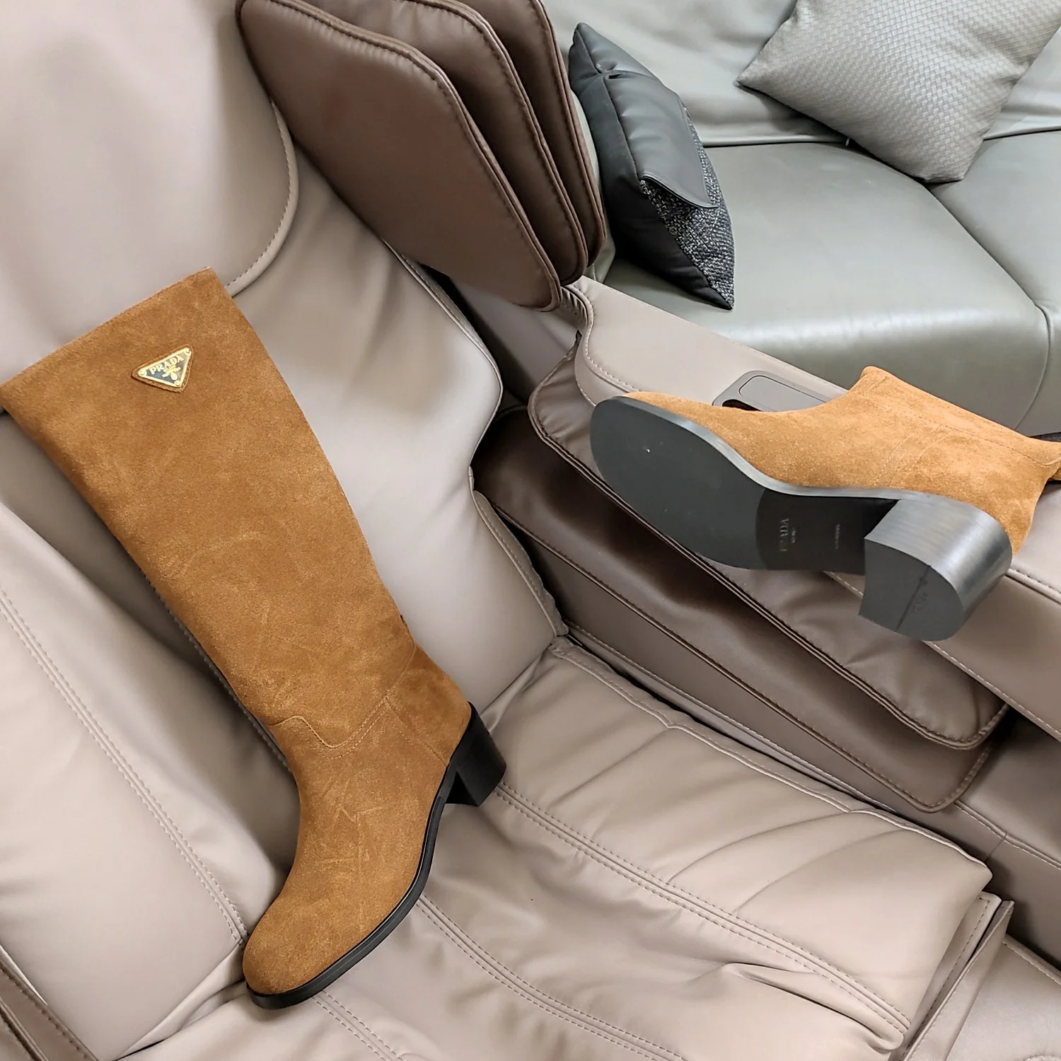 Сапоги для верховой езды Prada 2024 7-5 см - коричневые