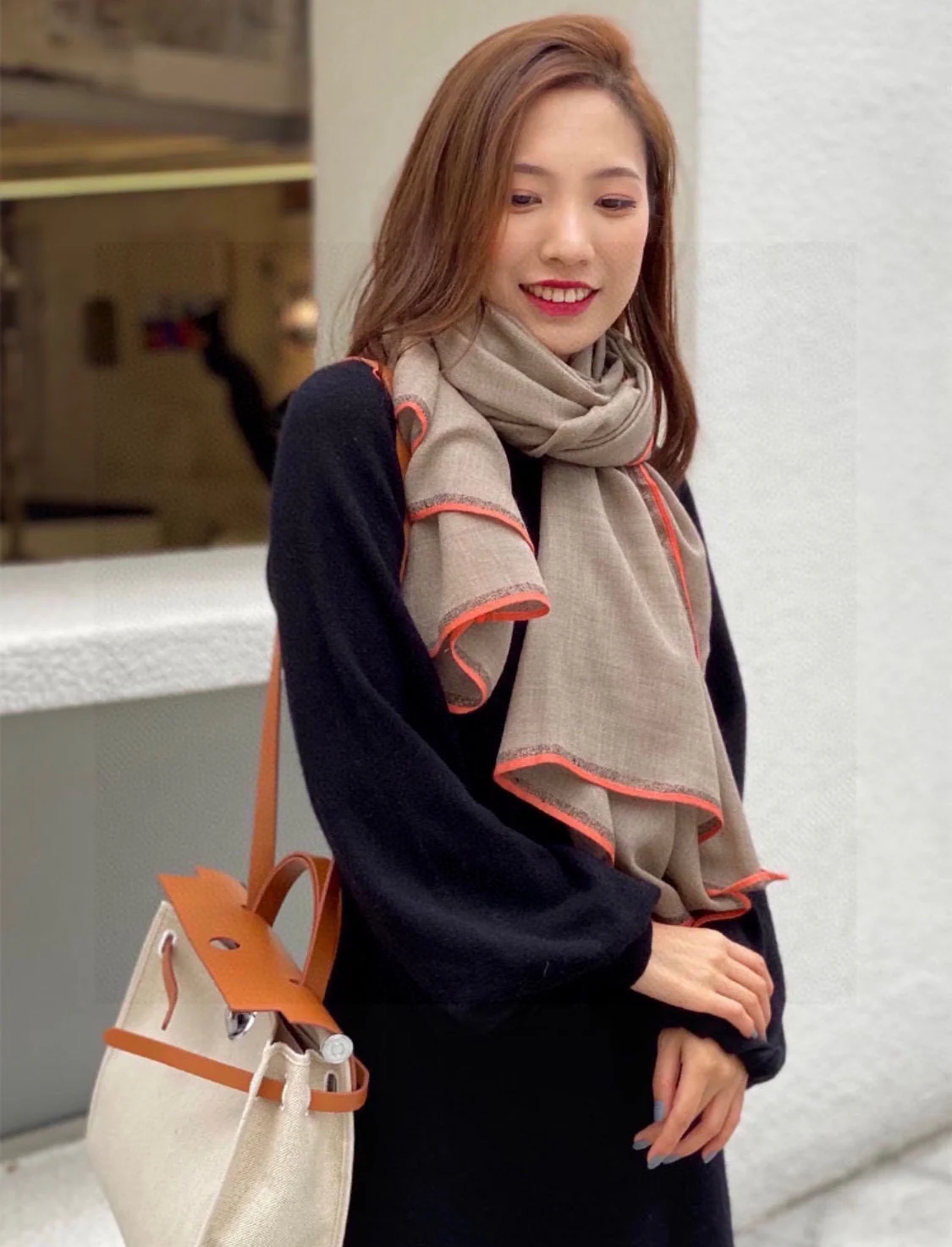 Шарф Chanel с металлизированной нитью - 90-200 см - Кашемир Кашмир Хайленд - Темно-серый