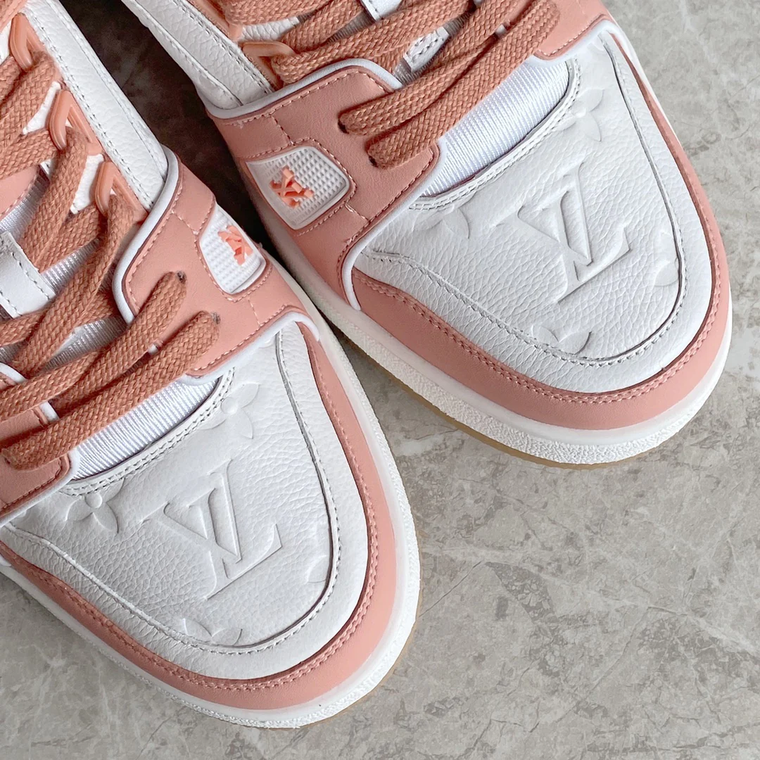 Обувь LV - Кроссовки LV - Бежево-розовые - Повседневная обувь - Унисекс