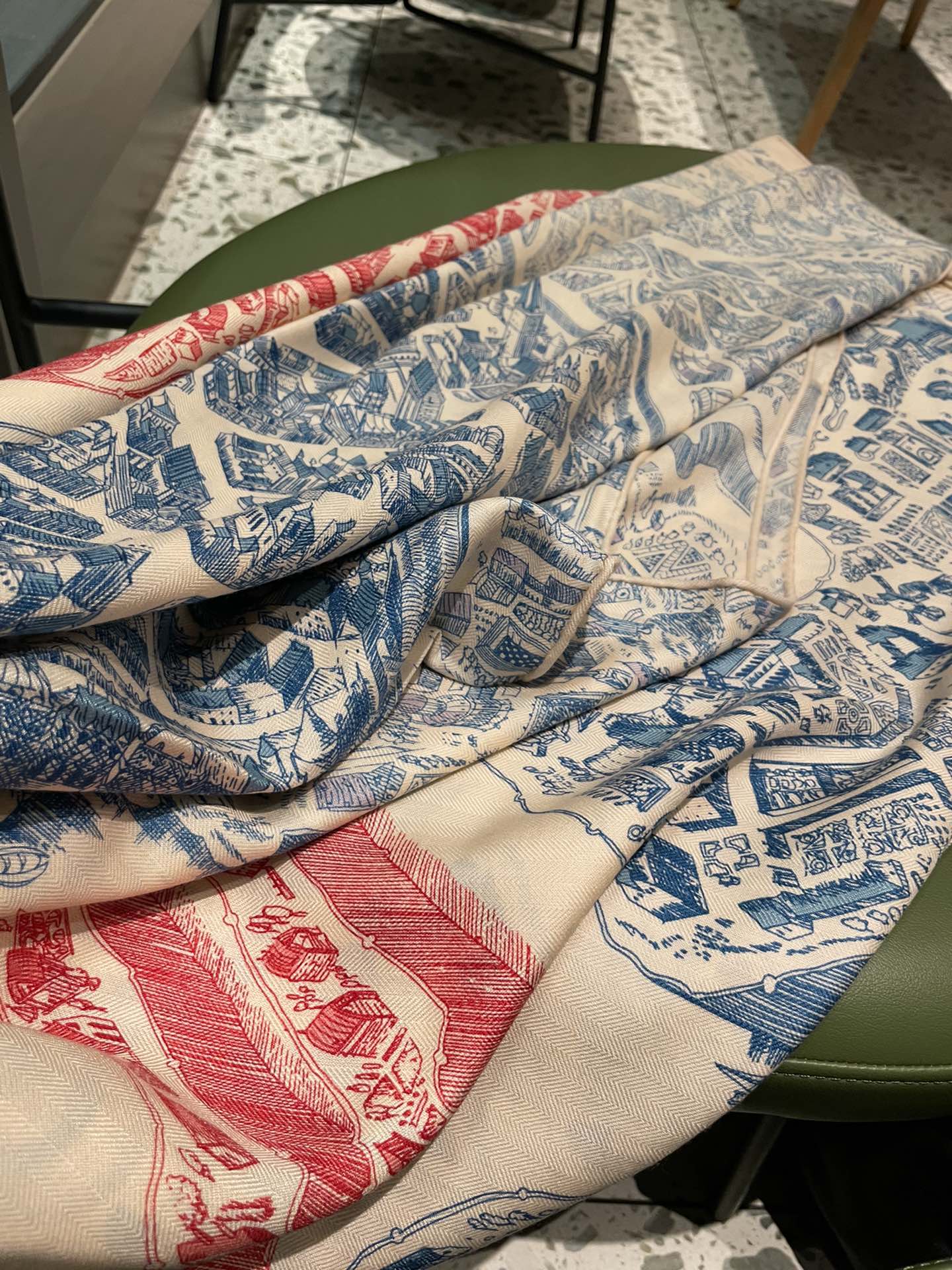 Шарф Hermes - Город Лошадей - Синий