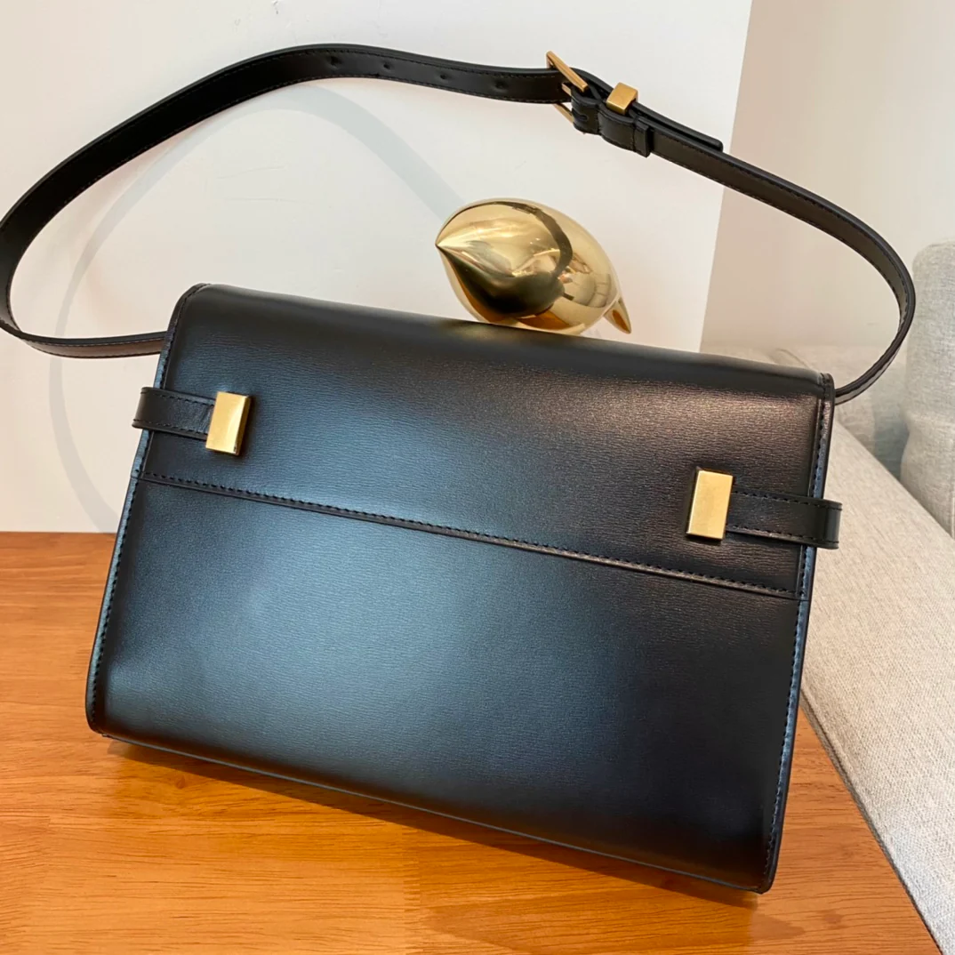 YSL Manhattan Small Black with Gold Pull