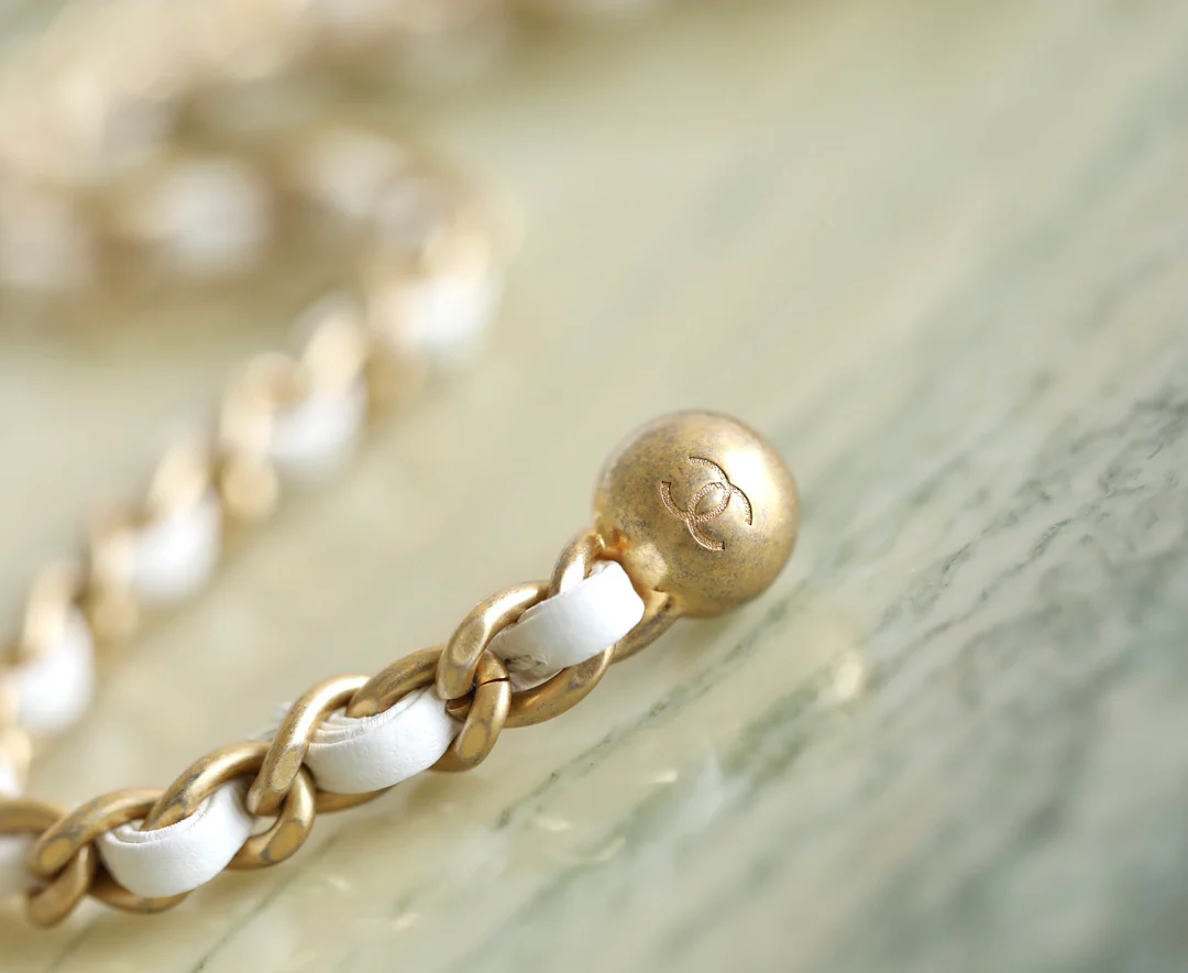 Chanel CF Gold Ball Square Fat Man - White