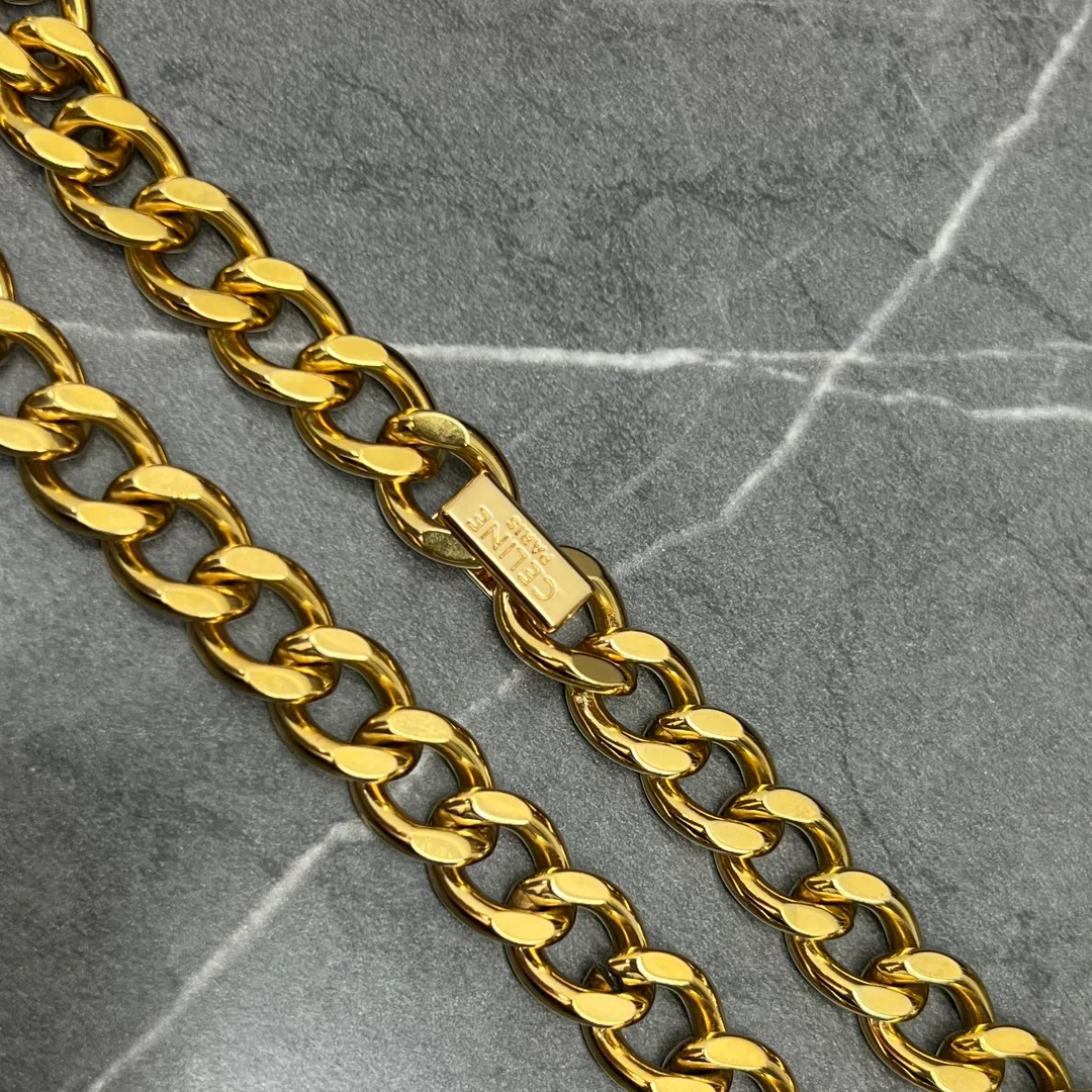 Сумка Celine New Newspaper Chain Bag - сумка через плечо с двойной цепочкой - коричневая