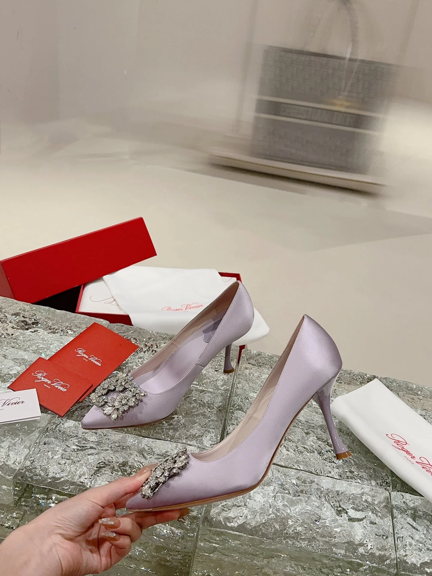 Туфли с квадратным носком и пряжкой - 2024 - Высокие каблуки - Фиолетовые