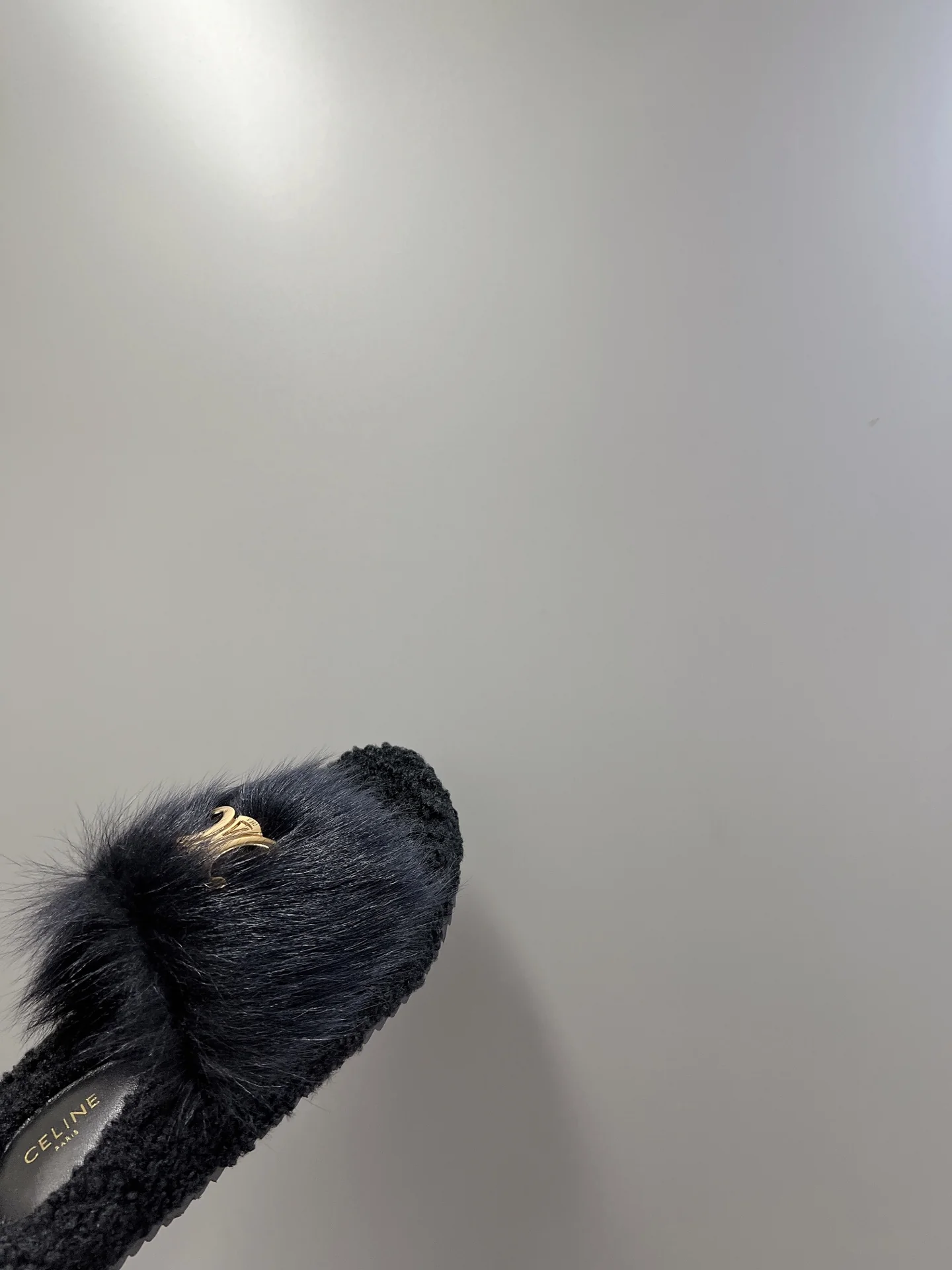 Шерстяные тапочки Celine Arc de Triomphe - черные