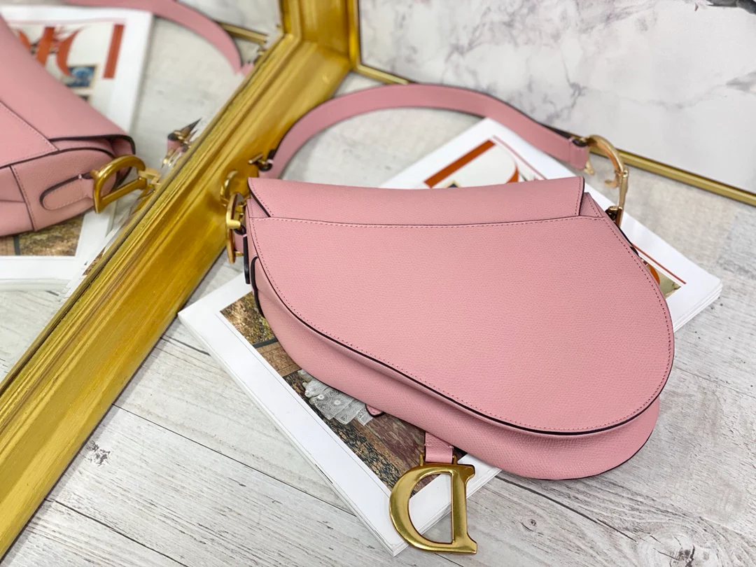 Сумка Dior Saddle Bag - с принтом пальм - большая, нежно-розовая - 25 см