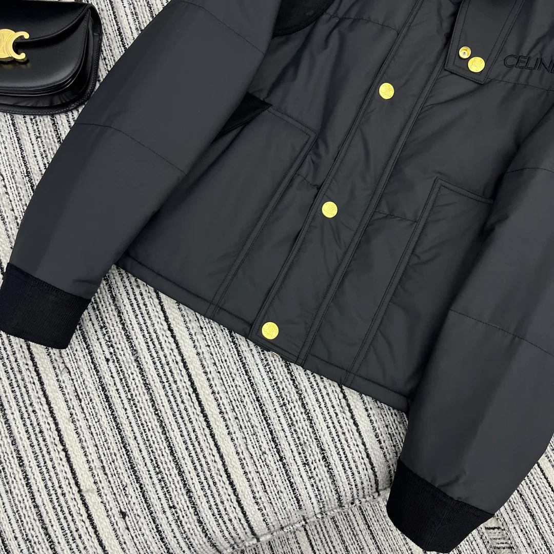 Утепленная куртка Celine-2403 из черного вельвета