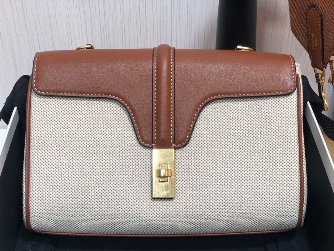 Сумка Celine Soft 16 Medium из гладкой коровьей кожи и канваса