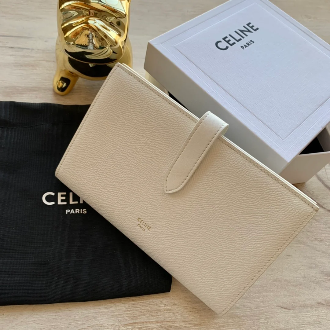 Длинный кошелек Celine - Кошелек с ремешком из крупнозернистой телячьей кожи - 13