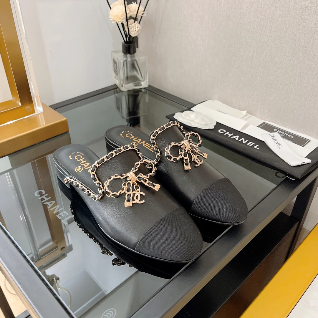 Chanel - Цепочка-бантик, полукрепление - Овечья кожа - Черный