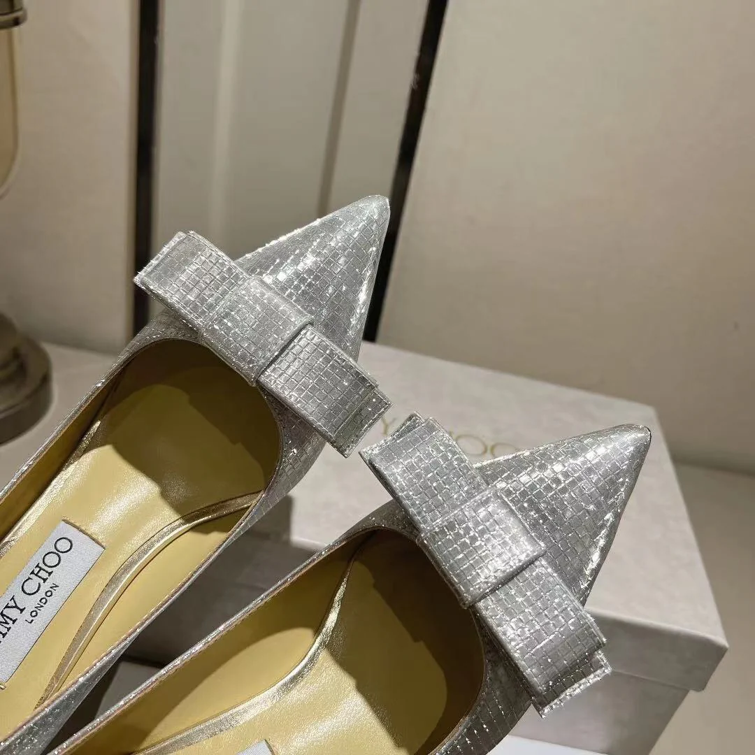 Туфли на высоком каблуке Jimmy Paris Window, изготовленные на заказ, с блестками, высота 6-5 см, серебристые.