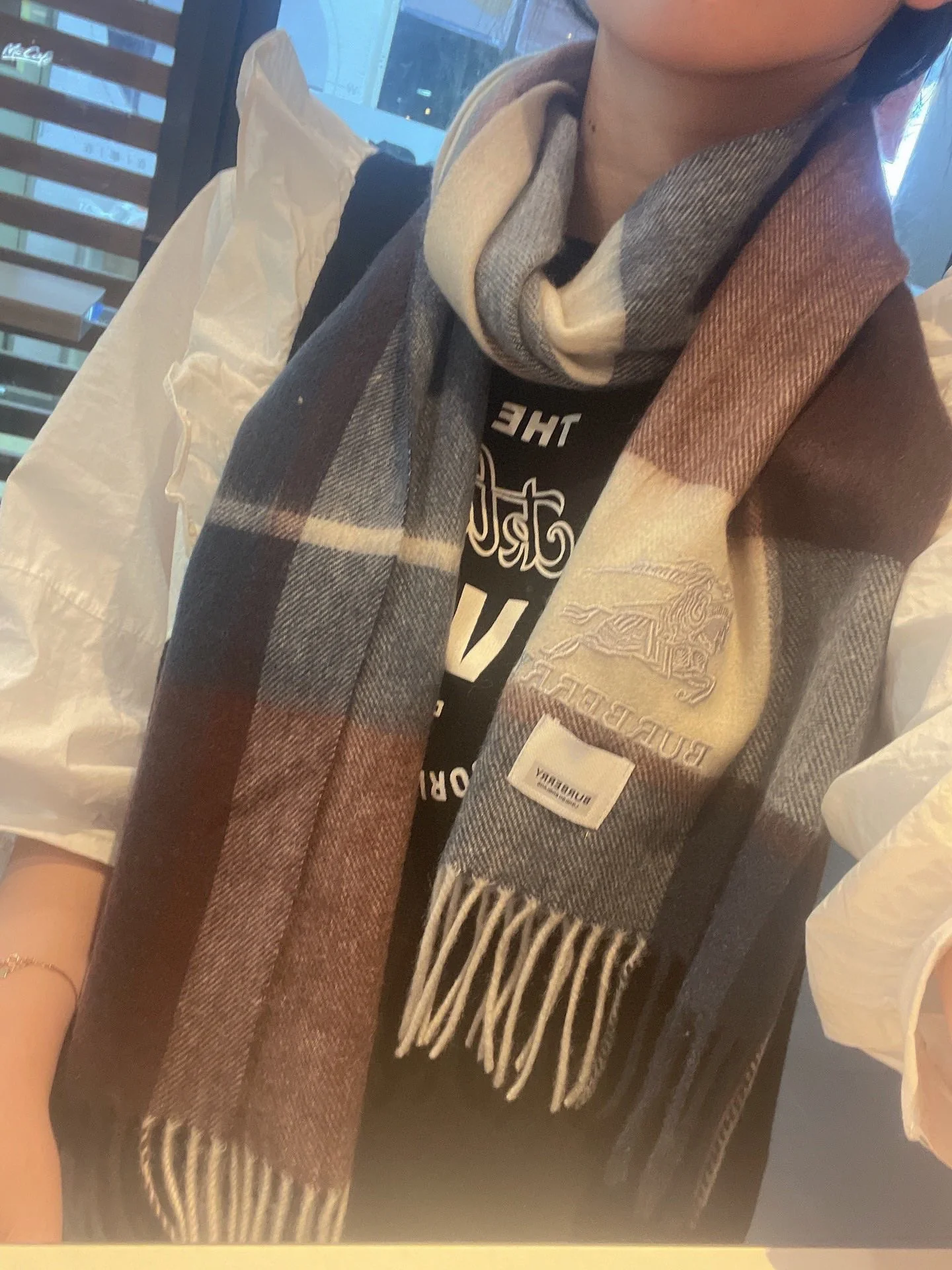 Флисовый шарф Burberry в клетку - 35 см - 180 см