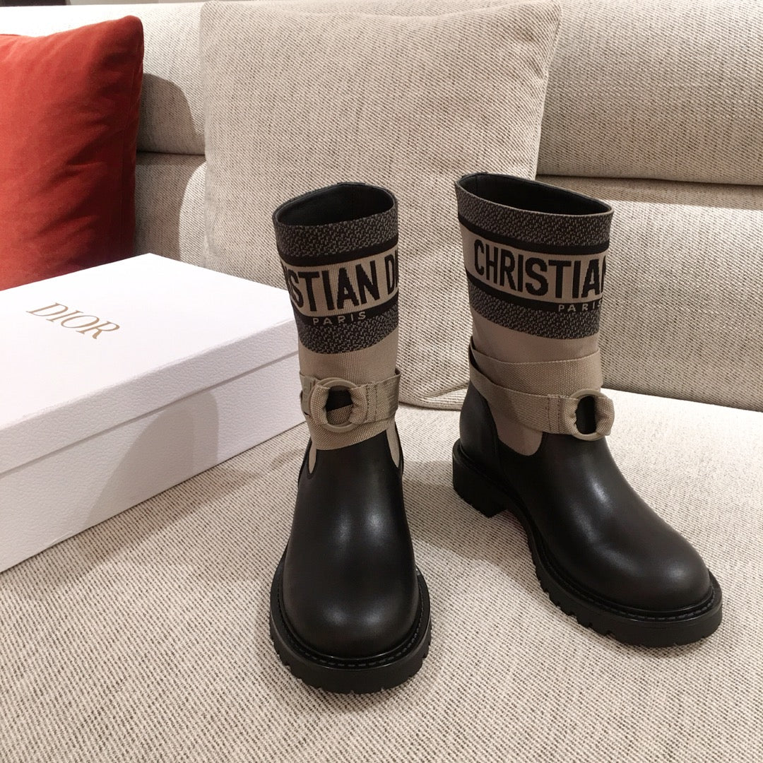 Dior - Ботинки до середины икры в стиле пэчворк
