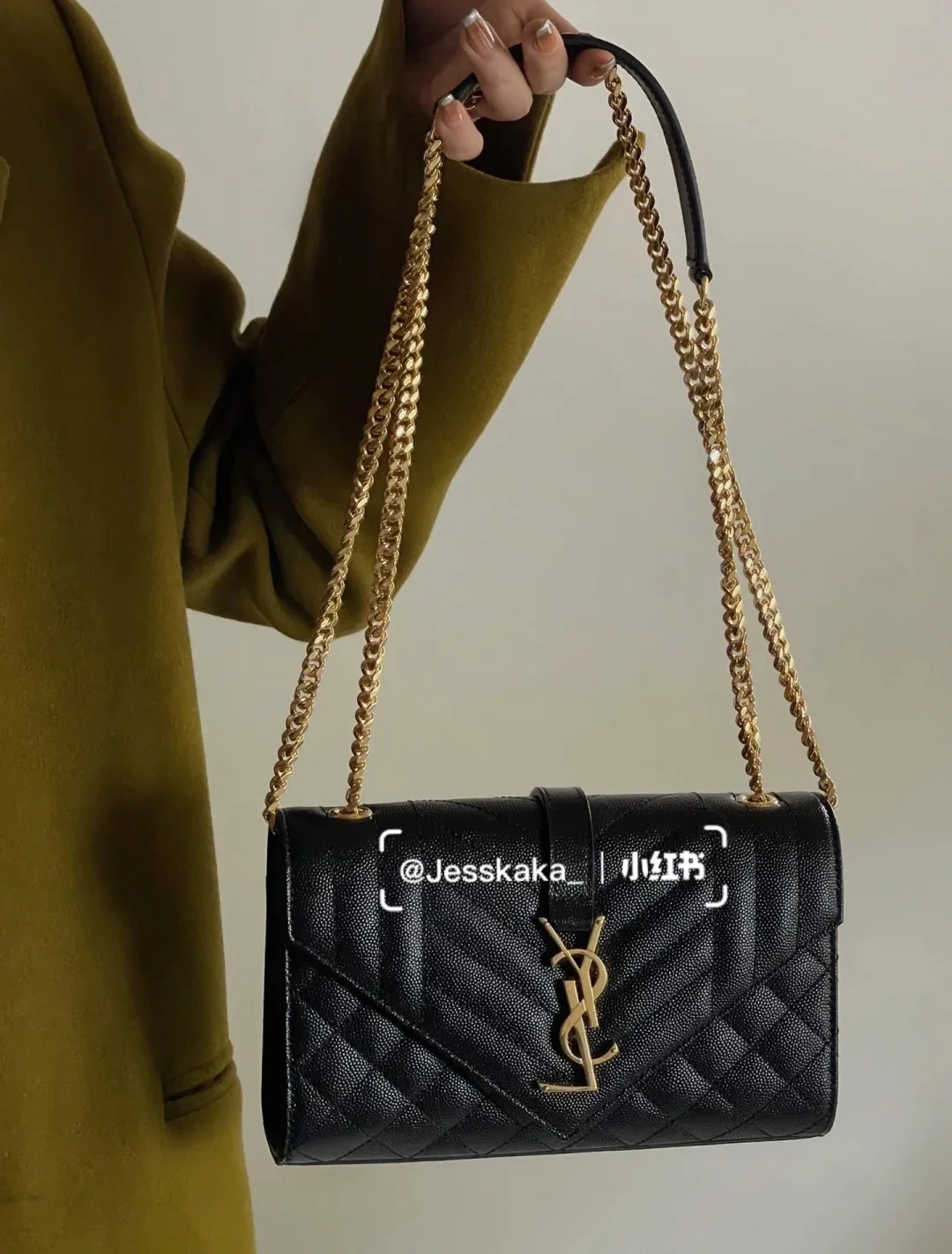 Конверт YSL, маленький, черный и золотой