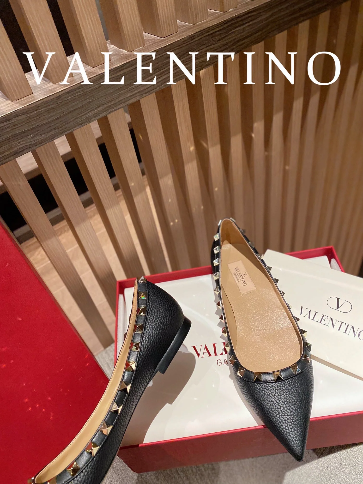 Valentino - Черные балетки с заклепками