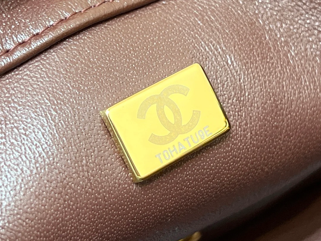 Chanel CF Gold Ball Square Fat Man - Burgundy