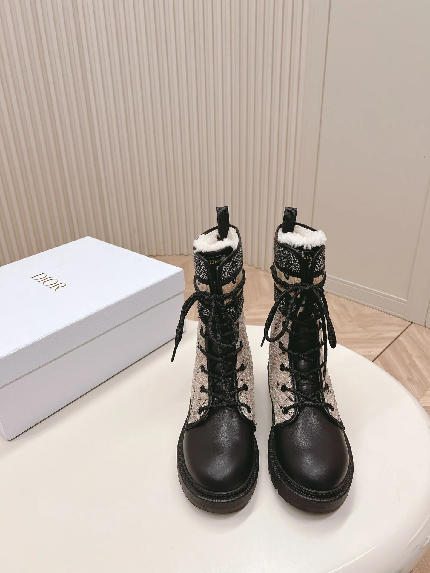 Шерстяные сапоги Dior 2024 до середины икры - Кофейно-коричневый - 1