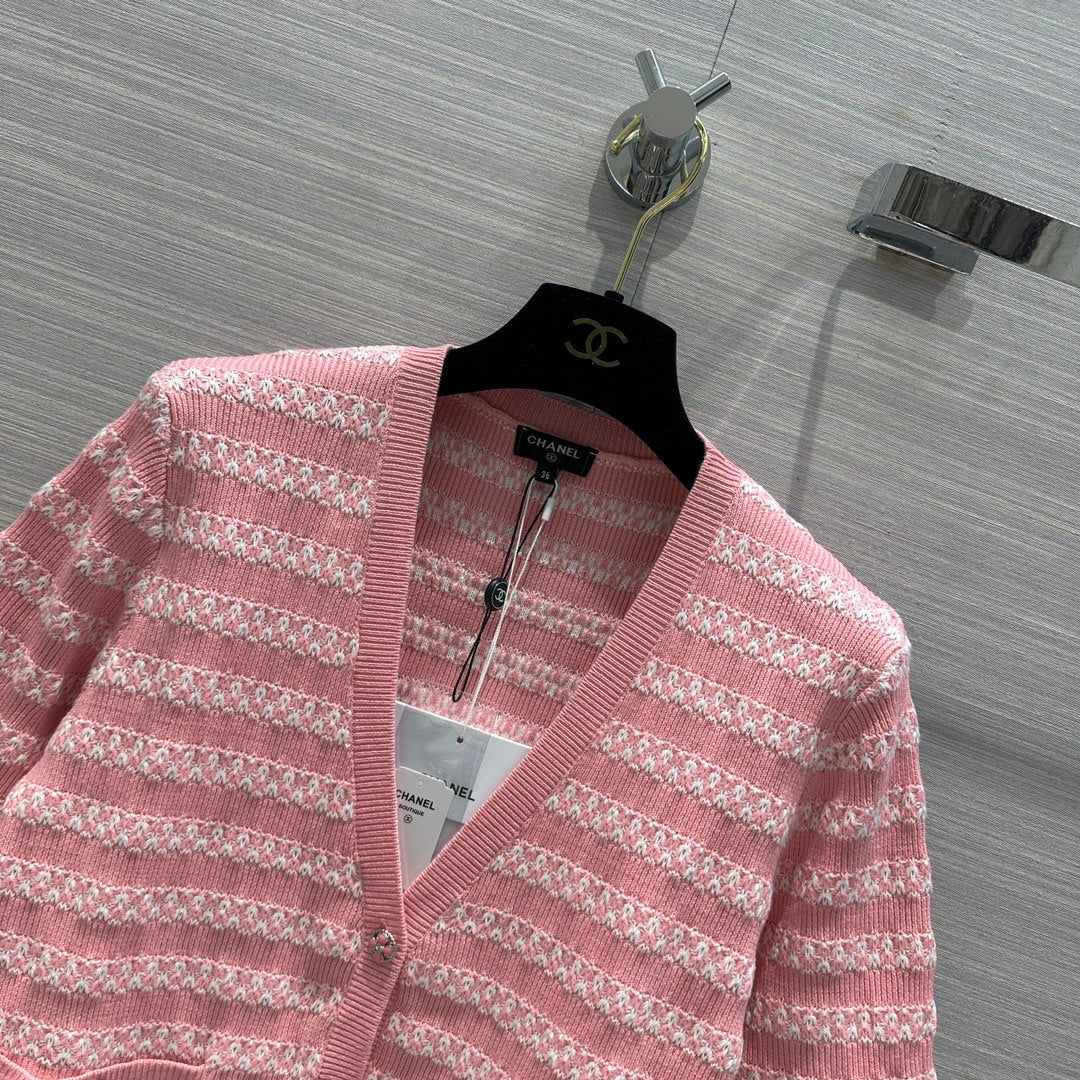 Chanel 2403 - Вязаный кардиган с V-образным вырезом - Розовый
