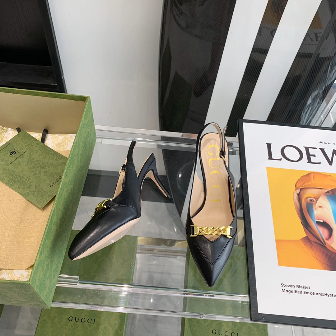 Туфли на высоком каблуке Gucci в стиле ретро с острым носком - 2