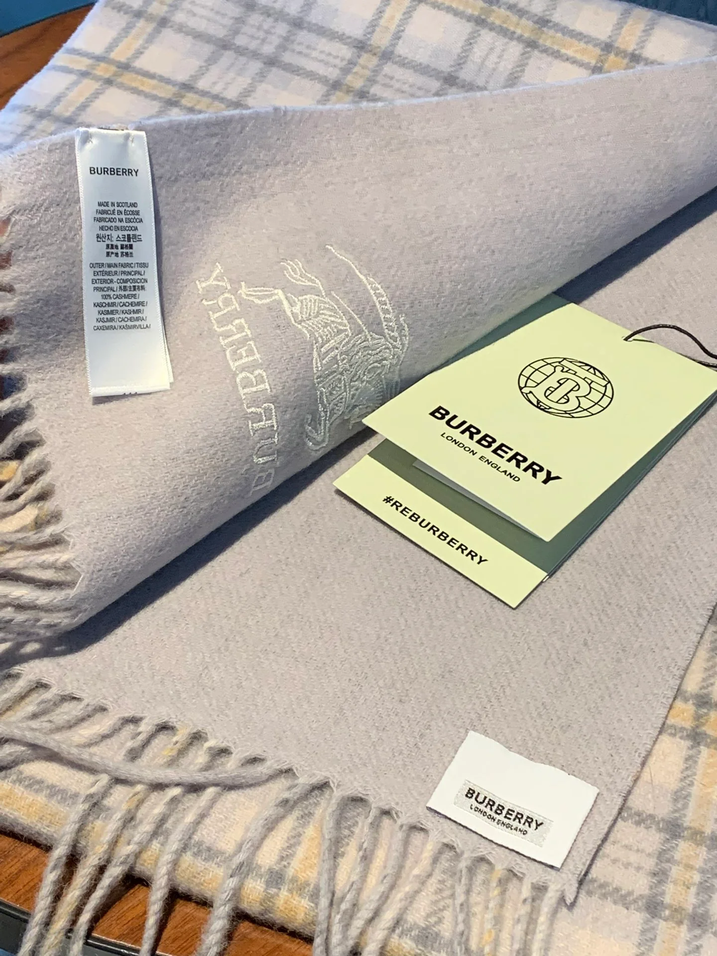 Классический кашемировый клетчатый шарф Burberry - 35 см - 190 см - 1