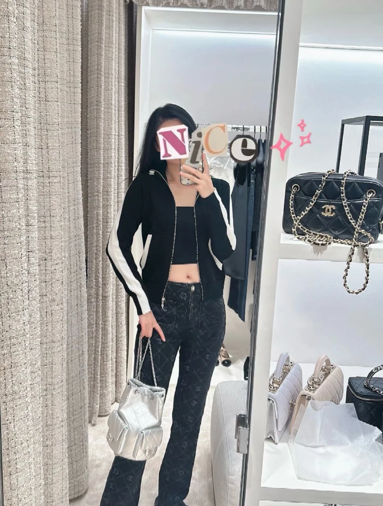 Рюкзак Chanel 25c на завязках - серебристый