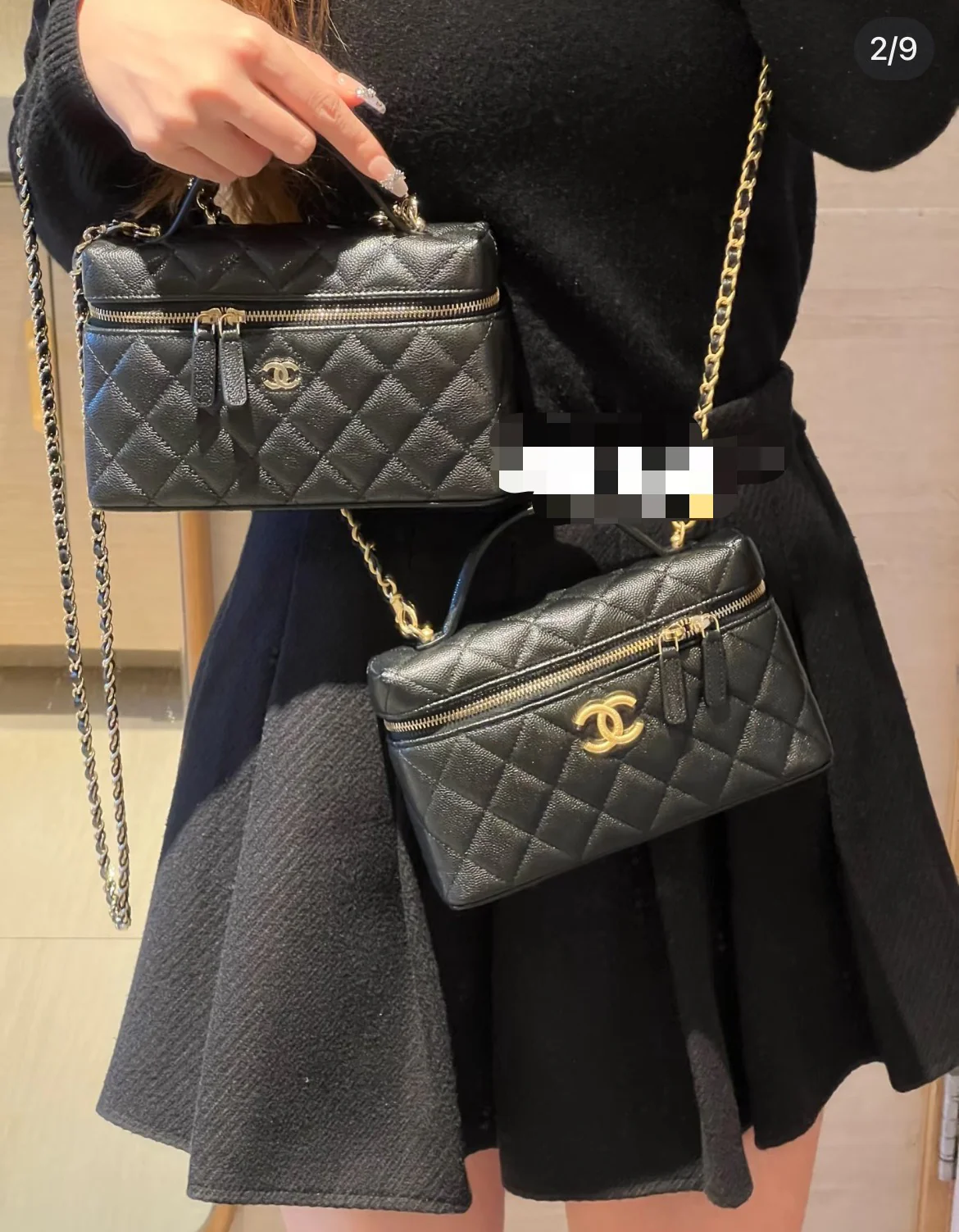 Сумка для ланча Chanel 25p Lychee Beef - черно-золотая