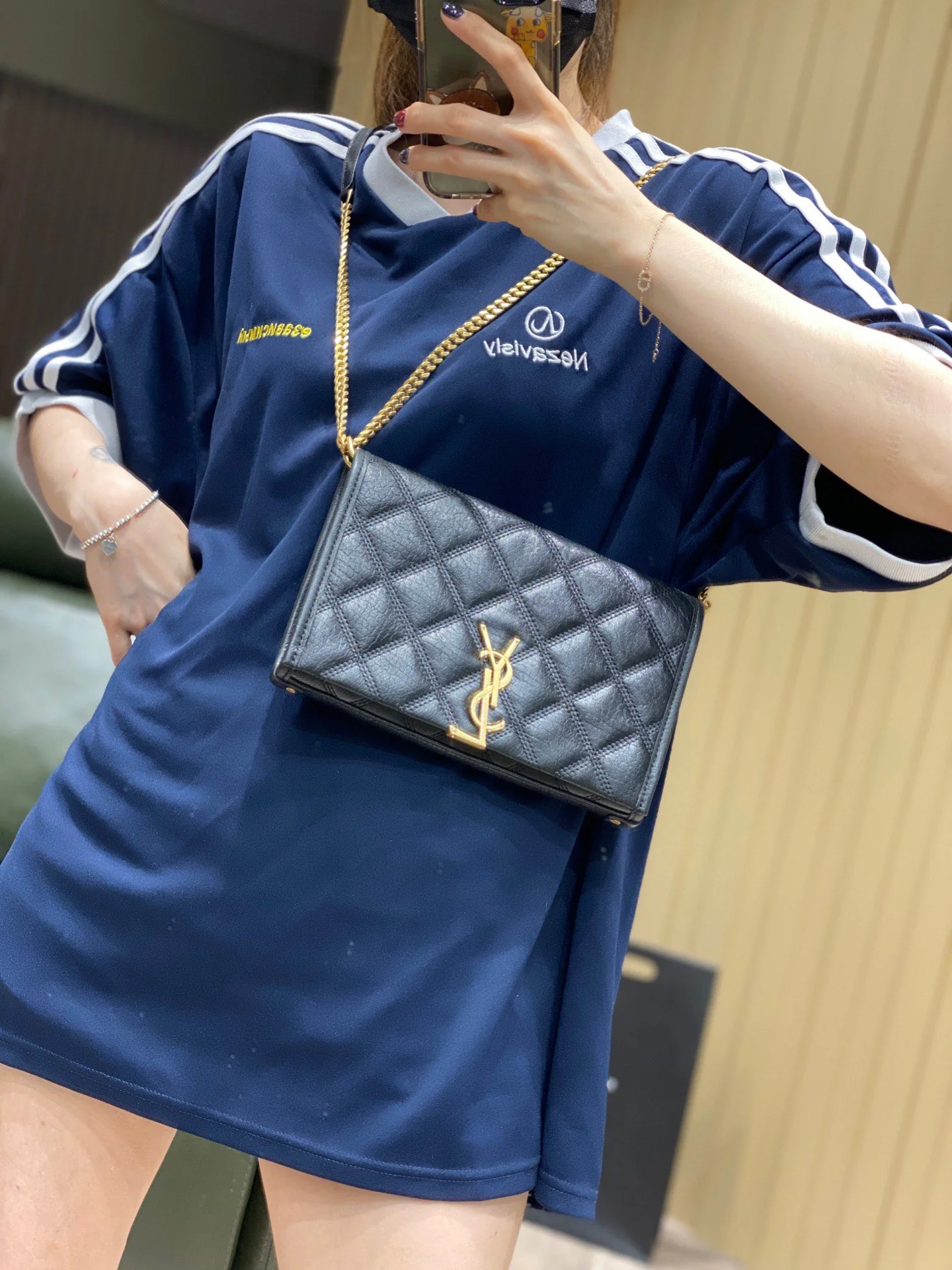 Сумка YSL-Becky из овечьей кожи с ромбовидной стёжкой и цепочкой - 1 шт.