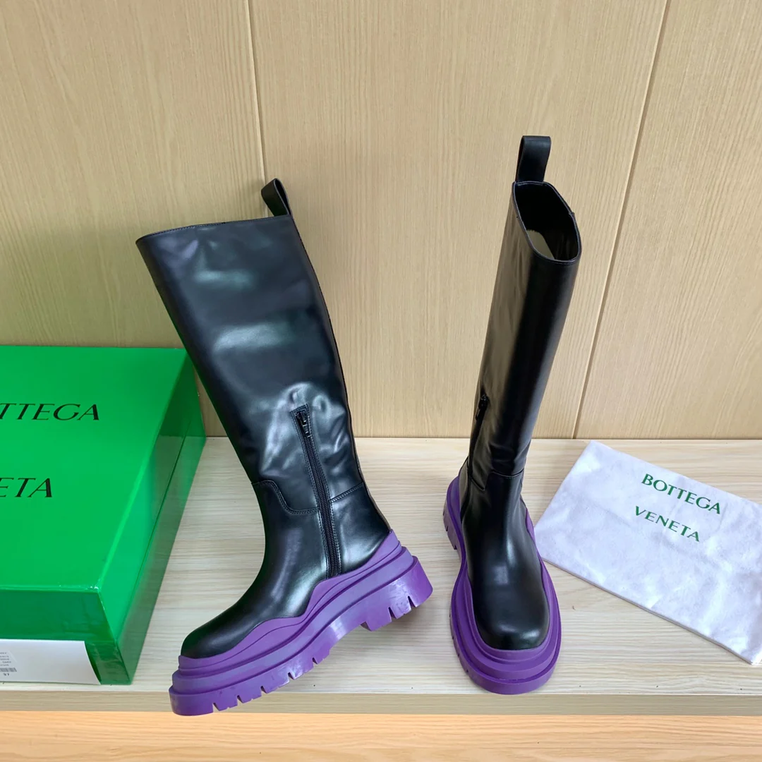 Новые высокие сапоги BV-22 осенне-зимняя коллекция - фиолетовая подошва