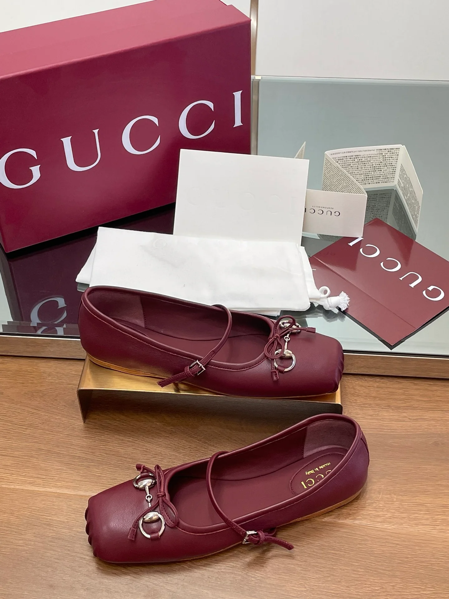 Туфли Gucci 2024 Barre - бордовые