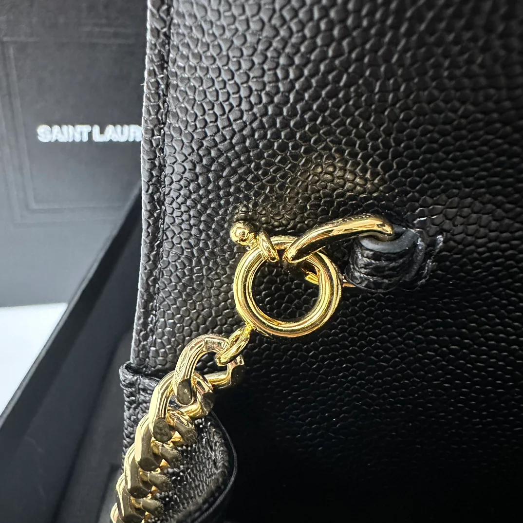YSL Monogram Caviar WOC Black with Gold Buckle 19cm