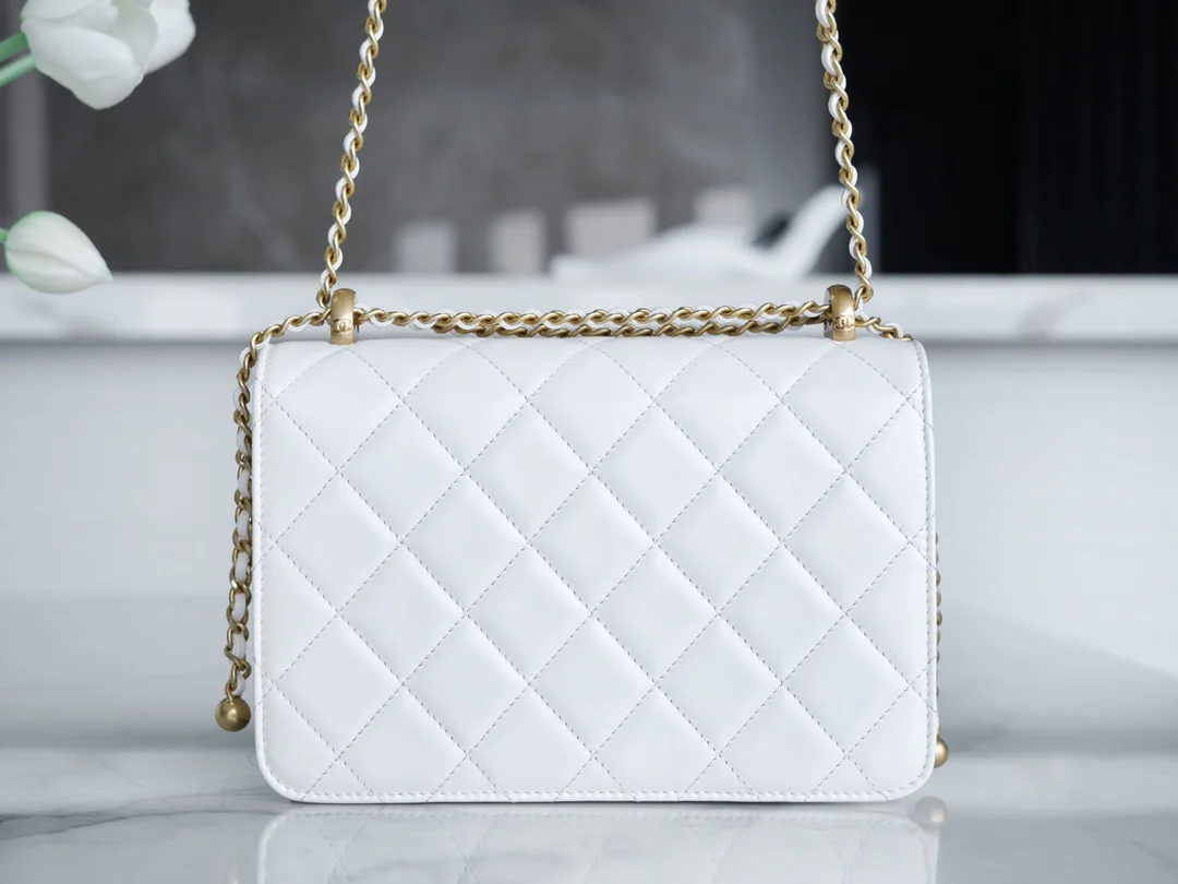 Chanel 24c Double Gold Ball CF Mini 19 White 1