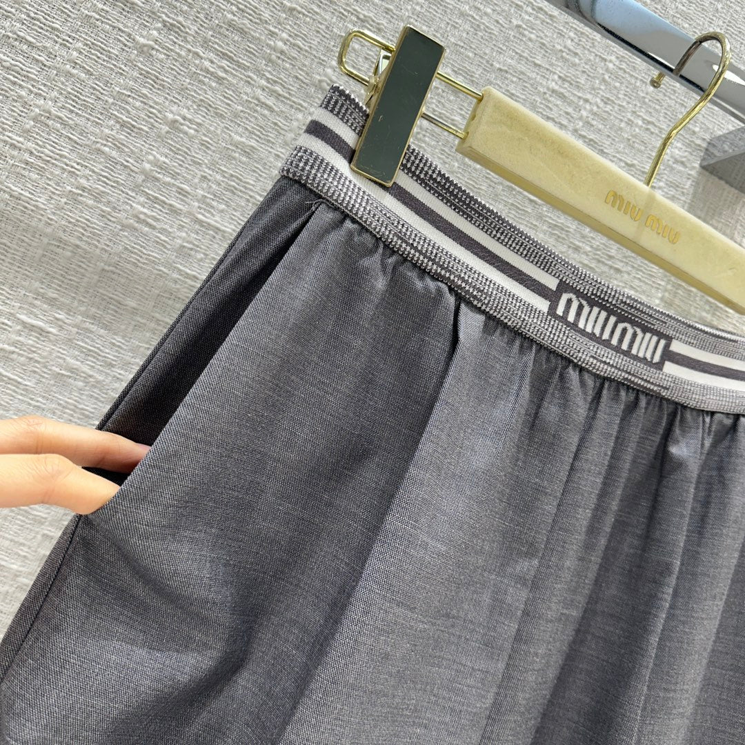 Miu Miu - 2404-24 Новинка ранней весны - Серые прямые брюки с широкими штанинами