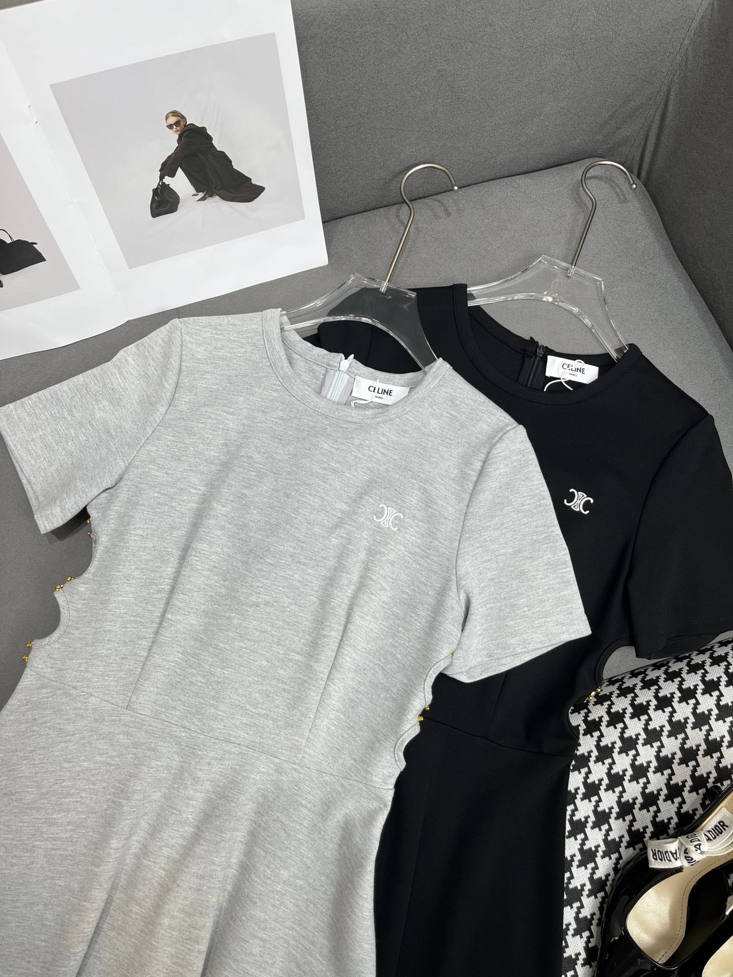 Платье Celine 2404-24ss весна/лето с рваным дизайном, омолаживающее и стройнящее, черное.