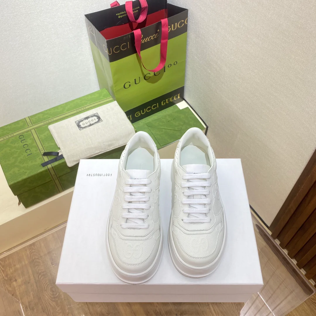 Белые кроссовки на платформе Gucci - унисекс - белые