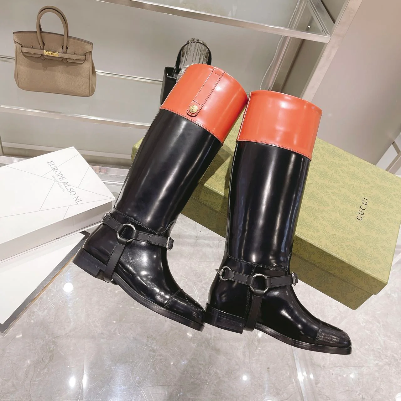 Gucci 2022 Street Buckle Retro Long Boots Equestrian Boots 2