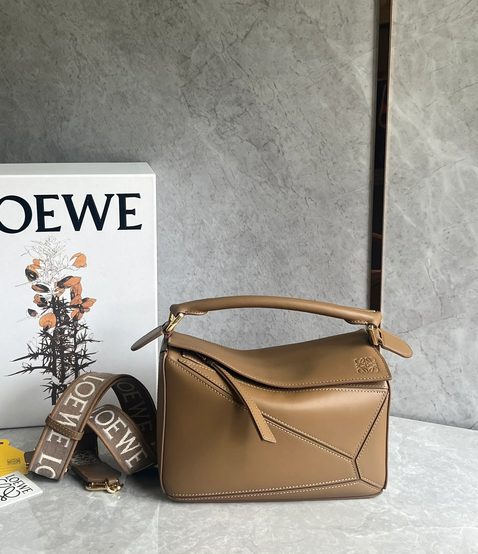 Loewe Puzzle Leather Satin Caramel Small