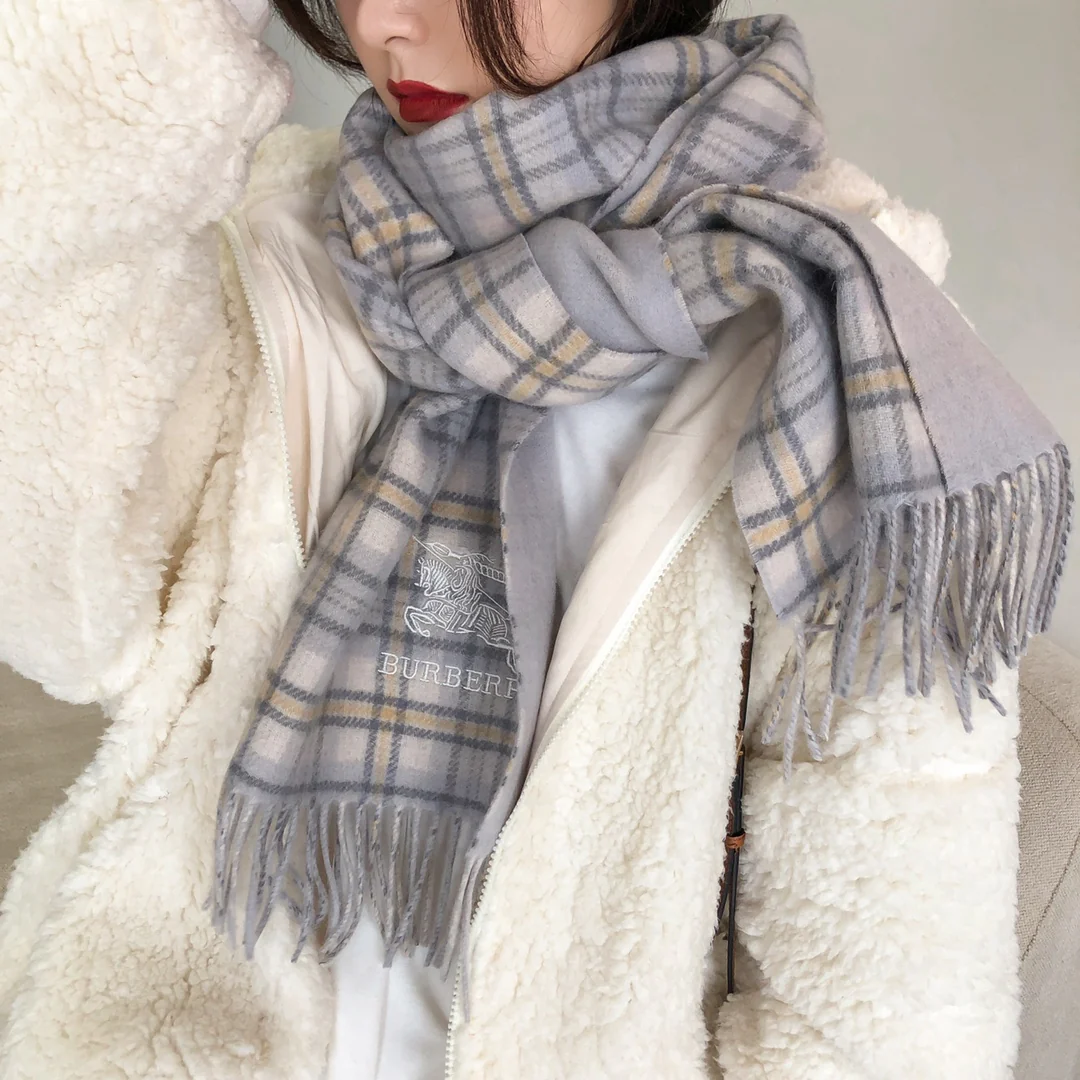 Классический кашемировый клетчатый шарф Burberry - 35 см - 190 см - 1