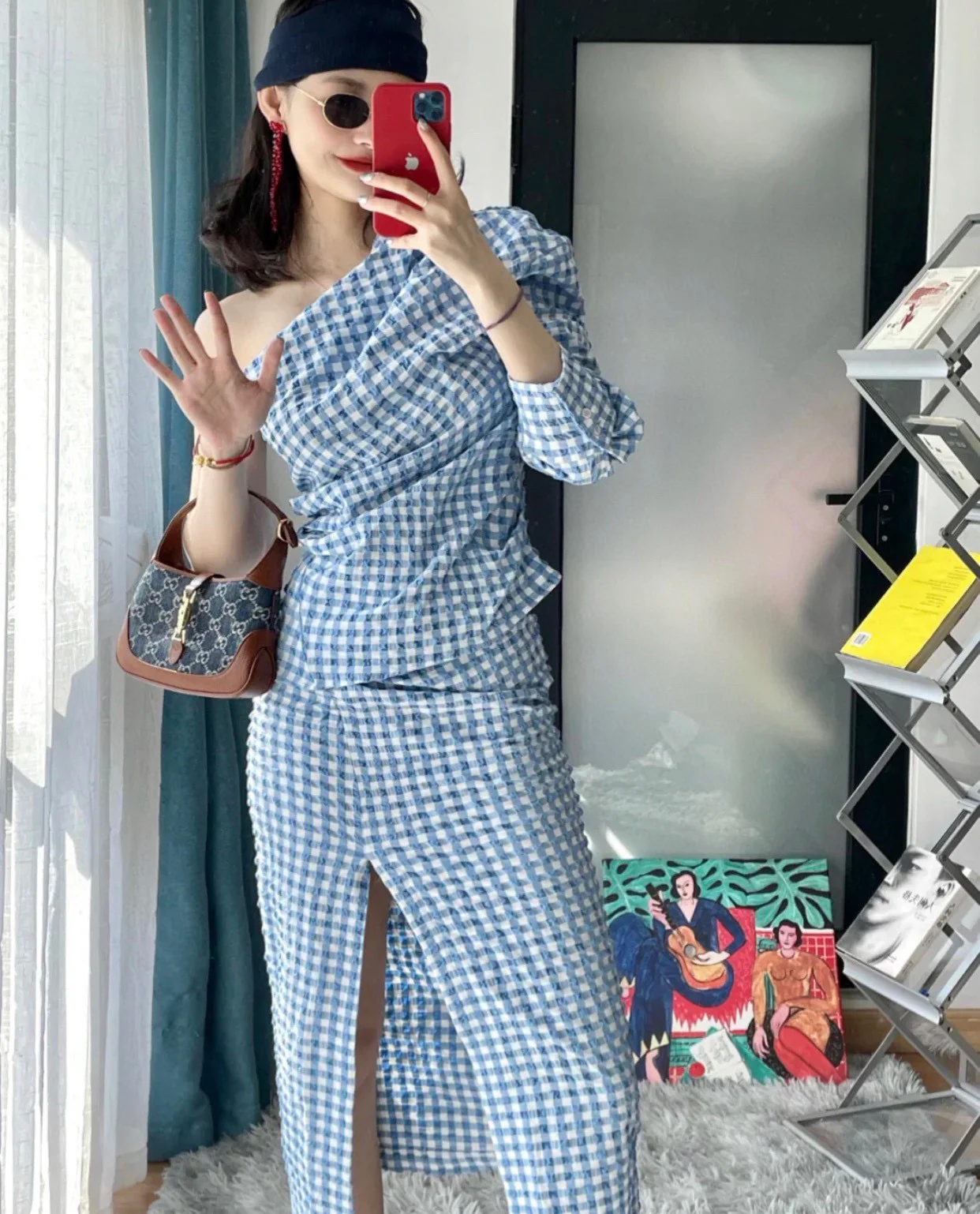 Gucci-经典 mini Jackie 牛仔帆布手-腋下包-上身图分享