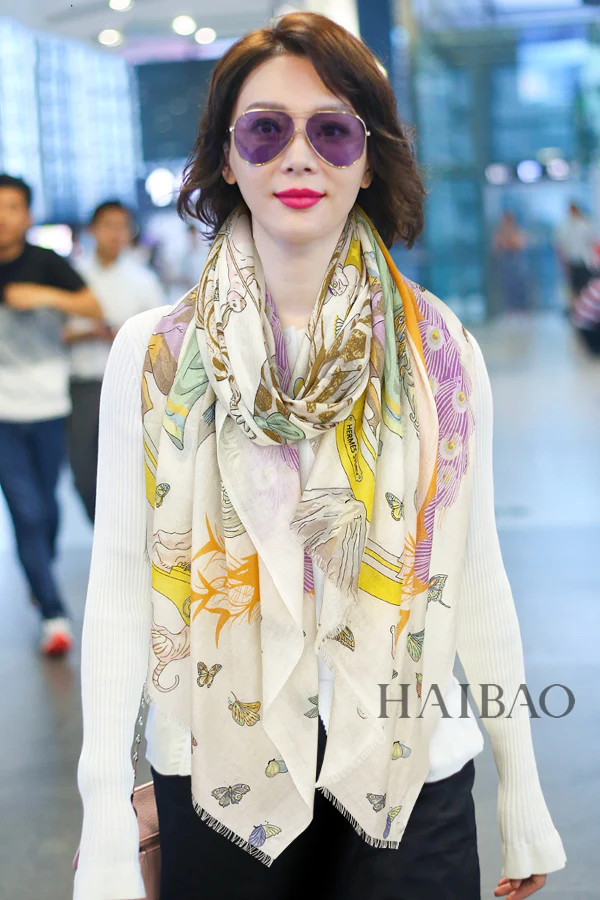 Hermes - Динамичный длинный шарф Dynamic Sharing - 110-200 см - 100 г - Кашемир премиум-класса