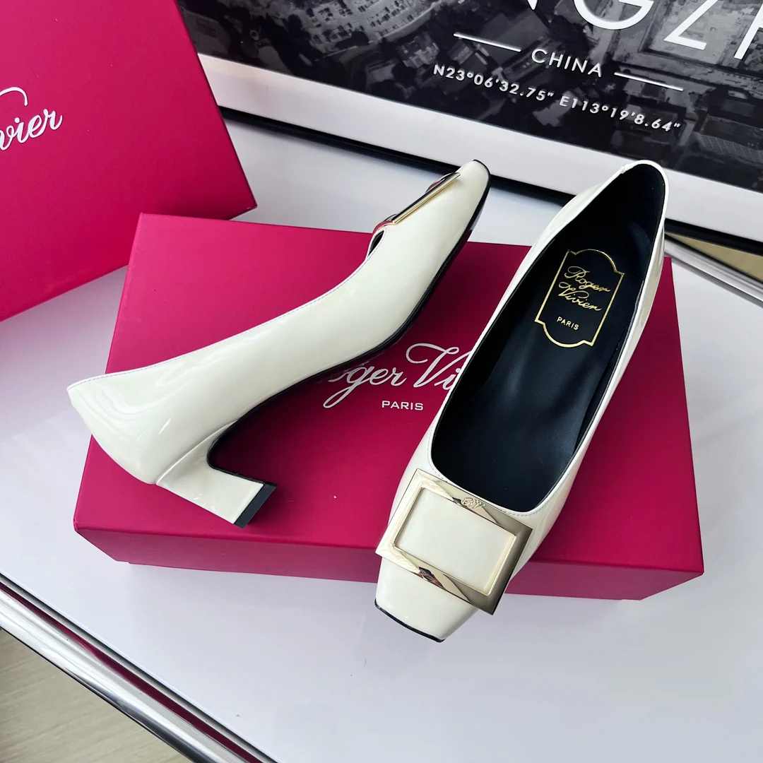 Туфли RV - классический устойчивый каблук - 4-5 см - белые