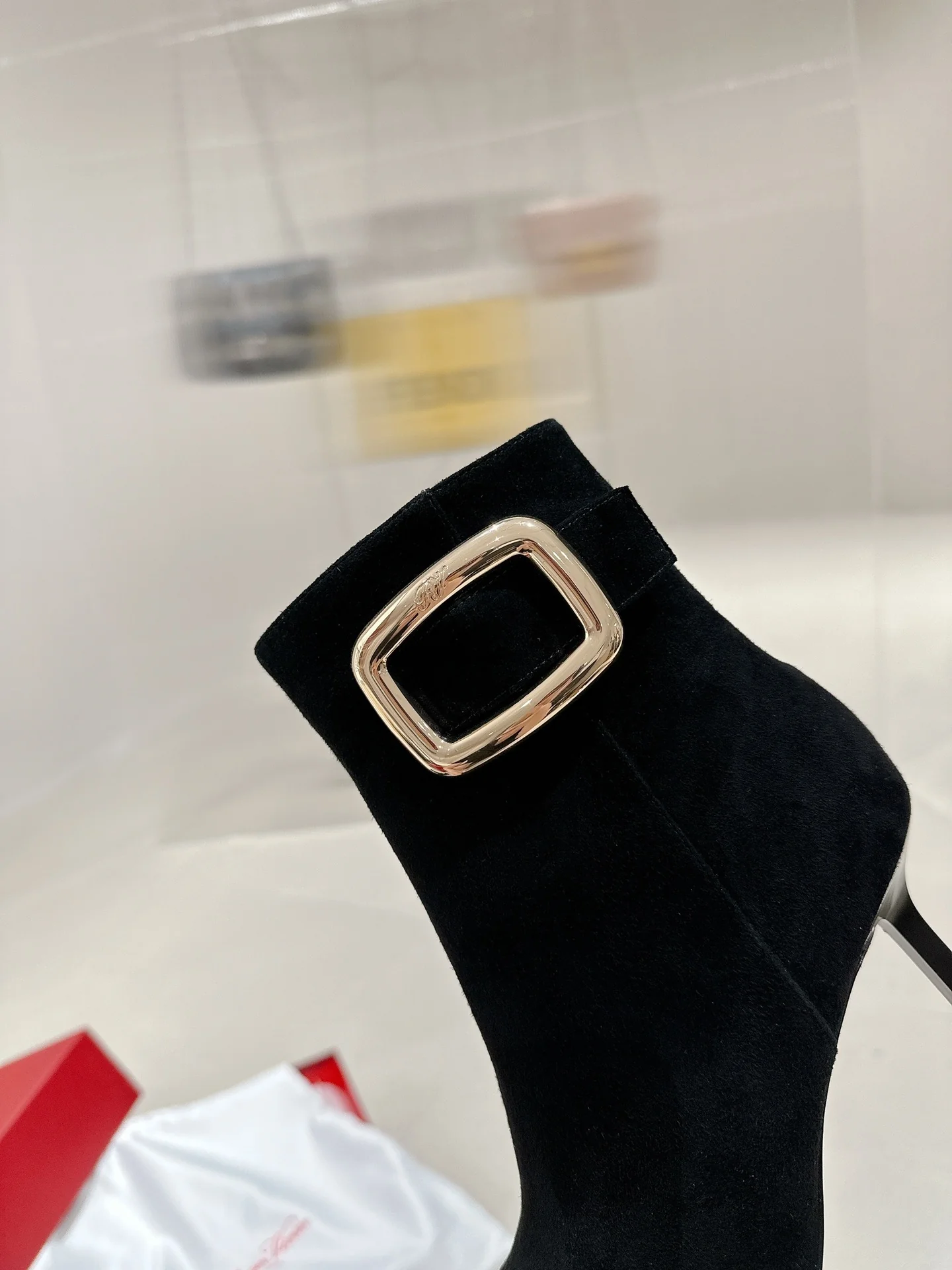 Туфли с квадратным носком и пряжкой - 2024 - Ботильоны на высоком каблуке - Черные