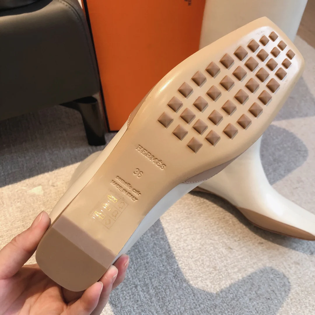 Новинка Hermes 2023 года - Сапоги из телячьей кожи - Off-White