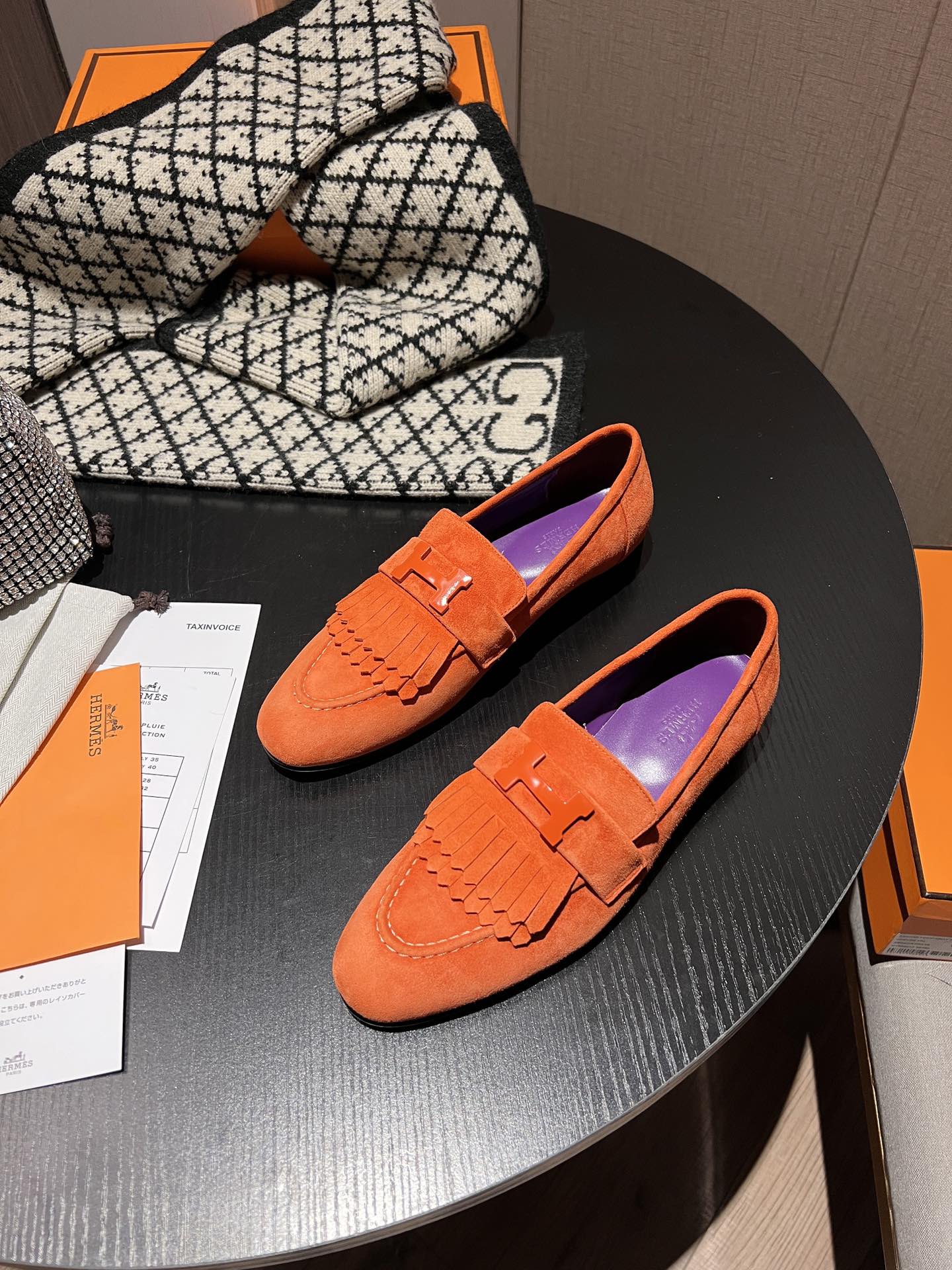 Hermes - Лоферы с кисточками - Оранжевые