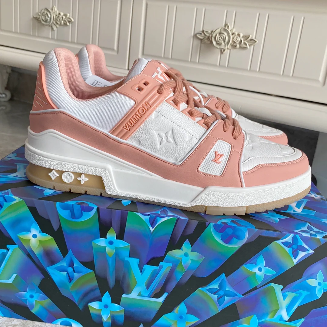 Обувь LV - Кроссовки LV - Бежево-розовые - Повседневная обувь - Унисекс