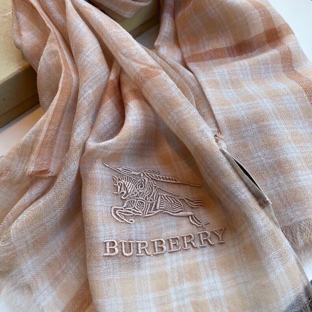 Классический клетчатый шарф Burberry - 100 см - 200 см - 100 см - Кашемир - Розовый