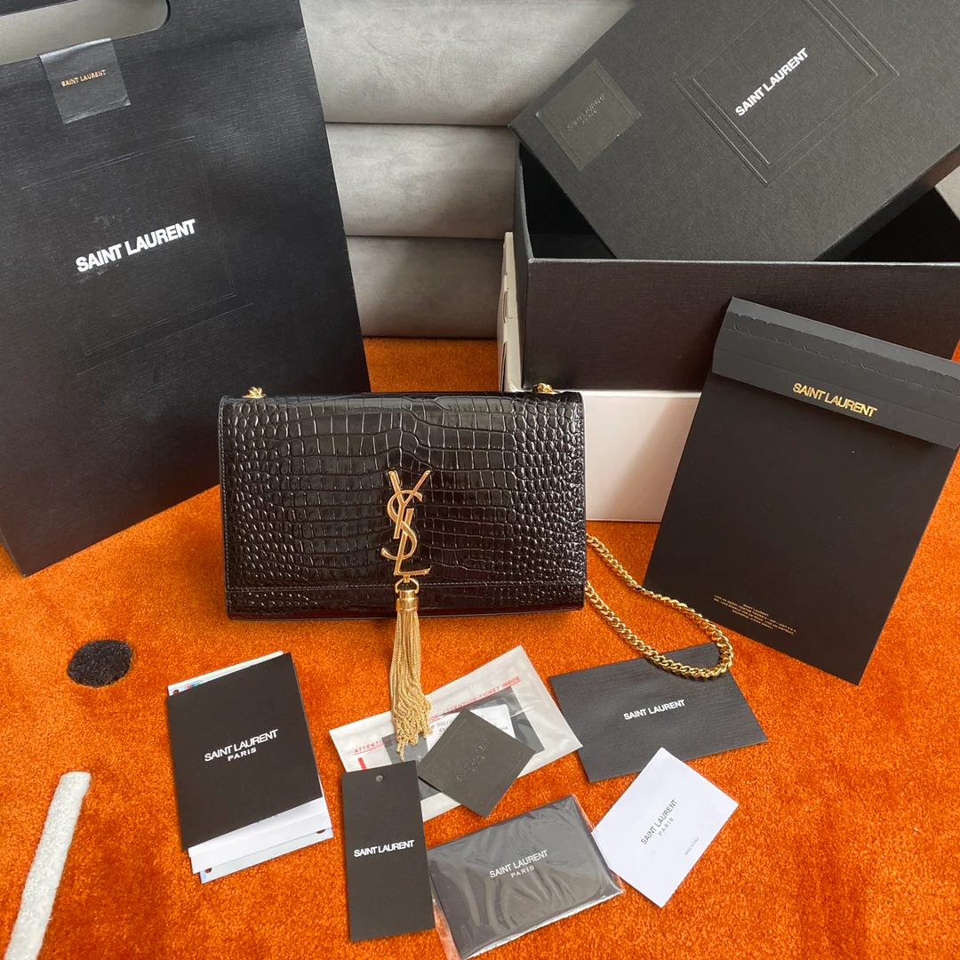 Сумка YSL Kate с цепочкой и крокодиловым принтом - Средний размер - 8